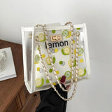 2-piece Women Fruit Handbag Transparent Beach Summer Shoulder Messenger Bags