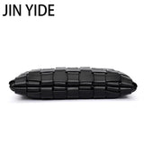 Woven Crossbody Bag Solid PU Leather Shoulder Messenger Chain Handbag