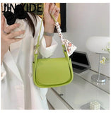 Green PU Leather Saddle Bag Crossbody Shoulder Handbag