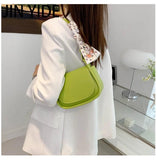 Green PU Leather Saddle Bag Crossbody Shoulder Handbag