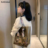 Women PVC Floral Composite Bag Large Capacity Totes Underarm Handbags