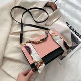 One-Shoulder Messenger Bag with Chain Strap