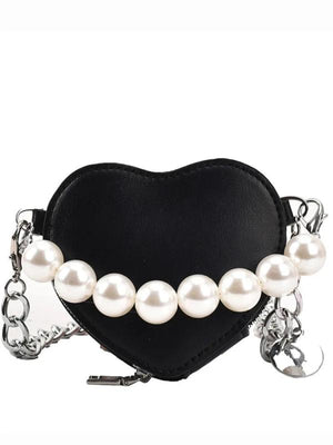 Heart Beading Shoulder Crossbody Bag Women's Pu Leather Handbag