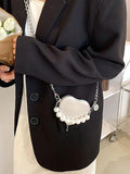 Heart Beading Shoulder Crossbody Bag Women's Pu Leather Handbag