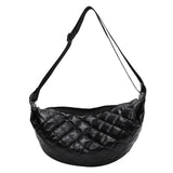 Plaid Quilted Crossbody Bag Half Moon Tote Winter