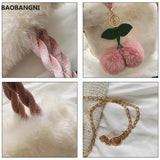 Cherry Fluffy Chain Plush Tote Bag Soft Furry Handbag Fur Shoulder Bags
