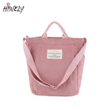 Corduroy Shoulder Bag Large Capacity Tote Female Crossbody Messenger Bags