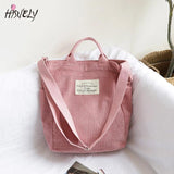 Corduroy Shoulder Bag Large Capacity Tote Female Crossbody Messenger Bags