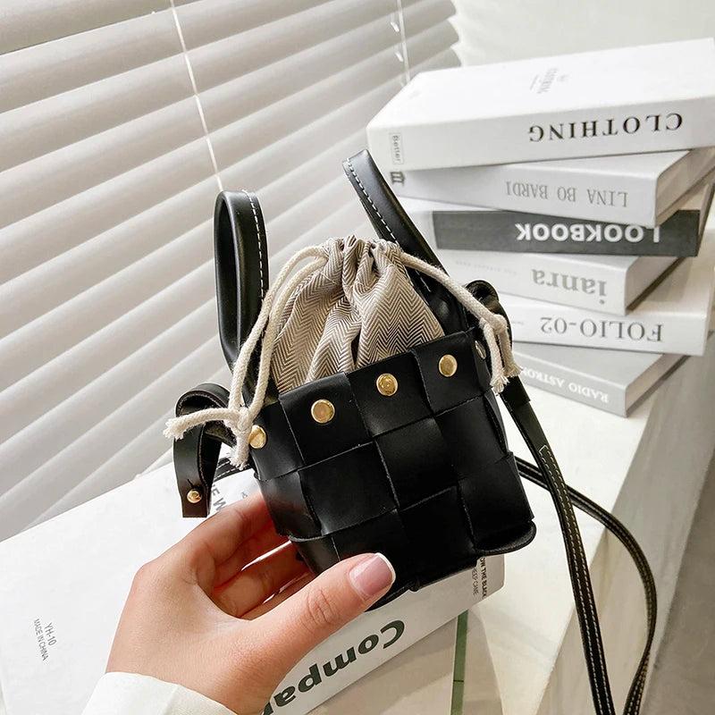 Weave Mini Tote Bucket Bag Women's Handbag