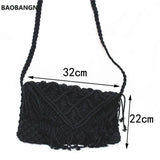 Tassel Straw Beach Bag Large Clamshell Hand-Woven Cotton Messenger Bag