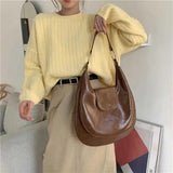 Vintage PU Leather Shoulder Bags Women Large Capacity Ladies Handbags