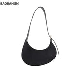 French Style Leather Shoulder Bag Crescent Armpit Small Handbags For Women