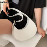 French Style Leather Shoulder Bag Crescent Armpit Small Handbags For Women