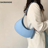 French Style Leather Shoulder Bag Crescent Armpit Small Handbags For Women