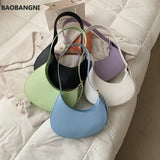 French Style Leather Shoulder Bag Crescent Armpit Small Handbags For Women