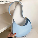 French Style Leather Shoulder Bag Crescent Armpit Small Handbags For Women