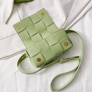 Braided Plaid Shoulder Bag Mini Crossbody Bag