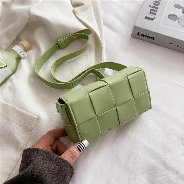 Braided Plaid Shoulder Bag Mini Crossbody Bag