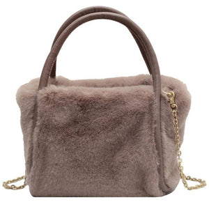 Winter Plush Tote Bag Soft Handbag Chain Messenger Shoulder Bag Wallets