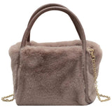 Winter Plush Tote Bag Soft Handbag Chain Messenger Shoulder Bag Wallets