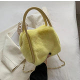 Winter Plush Tote Bag Soft Handbag Chain Messenger Shoulder Bag Wallets