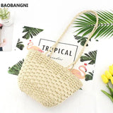 Retro Straw Shoulder Beach Bag Handbag Woven Casual