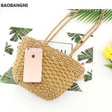 Retro Straw Shoulder Beach Bag Handbag Woven Casual