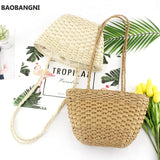Retro Straw Shoulder Beach Bag Handbag Woven Casual