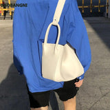 Women Bucket Bag Soft PU Leather Large Capacity Handbags