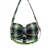 Plaid Bow Shoulder Bags Hip-pop Chains Underarm Style Harajuku Handbags