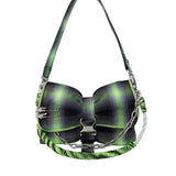 Plaid Bow Shoulder Bags Hip-pop Chains Underarm Style Harajuku Handbags
