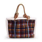 Plaid Large Capacity Shoulder Bags Women Lambswool Casual Underarm Tote Handbags