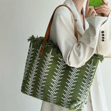 Tassels Shoulder Bags Large Capacity Woven Canvas Bag OL Daily Casual Totes