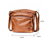 Retro PU Leather Shoulder Bag Double Zipper Crossbody Handbag