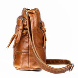 Retro PU Leather Shoulder Bag Double Zipper Crossbody Handbag