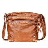Retro PU Leather Shoulder Bag Double Zipper Crossbody Handbag
