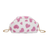 Women Love Heart Shoulder Messenger Chain Cross Body Chain Bags Zipper Purses