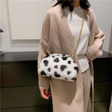 Women Love Heart Shoulder Messenger Chain Cross Body Chain Bags Zipper Purses