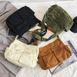 Women's Canvas Messenger Shoulder Bag Large Capacity Casual Handbag