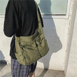 Women's Canvas Messenger Shoulder Bag Large Capacity Casual Handbag