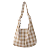 Plaid Women Shoulder Bag Soft Cloth Handbag Large Capacity Tote BG1438