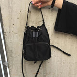 Nylon Crossbody Shoulder Bag Vintage Drawstring Bucket Messenger Bag