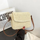 Bohemian Straw Crossbody Bag Small Knitting Summer Beach Purse Handbag