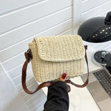 Bohemian Straw Crossbody Bag Small Knitting Summer Beach Purse Handbag