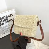 Bohemian Straw Crossbody Bag Small Knitting Summer Beach Purse Handbag