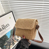 Bohemian Straw Crossbody Bag Small Knitting Summer Beach Purse Handbag