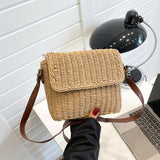 Bohemian Straw Crossbody Bag Small Knitting Summer Beach Purse Handbag