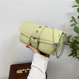 Vintage Square Armpit Bag - High-quality PU Leather Mini Handbag