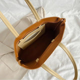 Large Capacity PU Leather Tote Bag Zipper Handbag
