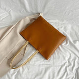 Large Capacity PU Leather Tote Bag Zipper Handbag